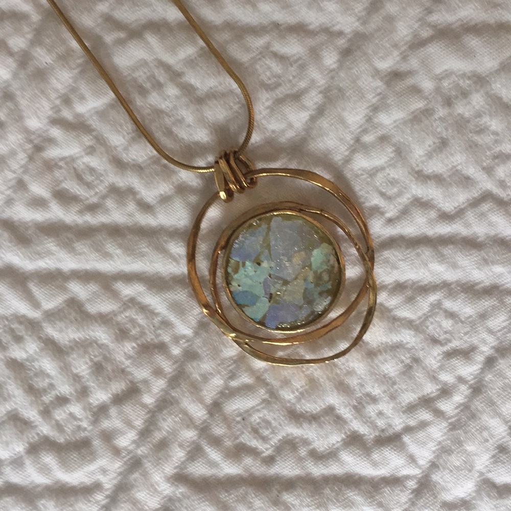Ancient Roman Glass Gold Necklace